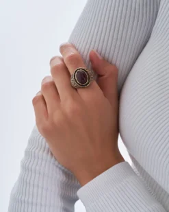 Bijou Brigitte Statement-Ringe|Ringe Gold>Ring - Burgundy Oval gold, burgundy, rot