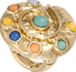 Bijou Brigitte Muschelschmuck|Statement-Ringe>Ring - Colorful Shell gold, mehrfarbig