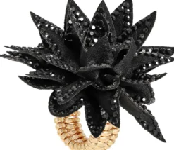 Bijou Brigitte Statement-Ringe|Blumenschmuck>Ring - Dark Blossom schwarz
