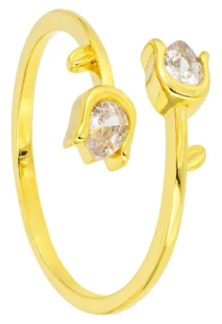 Bijou Brigitte Blumenschmuck|Silver Crystals>Ring - Duo Tulip gold