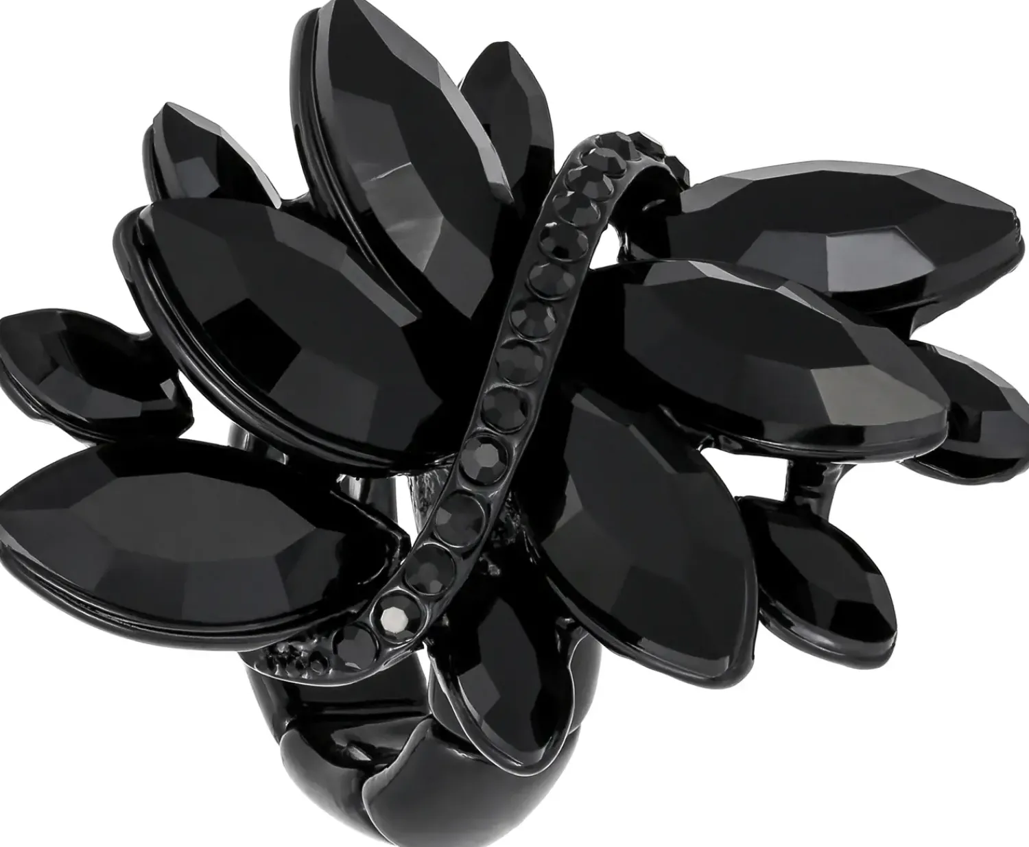 Bijou Brigitte Statement-Ringe|Blumenschmuck>Ring - Floral Rhinestones schwarz