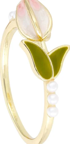 Bijou Brigitte Ringe Gold|Blumenschmuck>Ring - Gleaming Tulip rosa, gold, grün