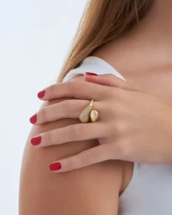 Bijou Brigitte Statement-Ringe|Ringe Gold>Ring - Glitter Curve gold
