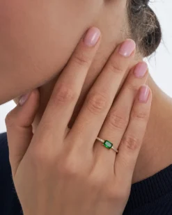 Bijou Brigitte Ringe 925Er Silber|Ringe Mit Steinen>Ring - Green Rectangle gold, grün