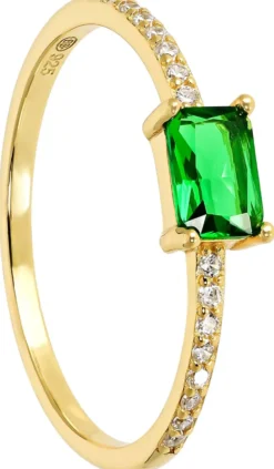 Bijou Brigitte Ringe 925Er Silber|Ringe Mit Steinen>Ring - Green Rectangle gold, grün