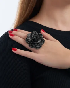 Bijou Brigitte Statement-Ringe|Blumenschmuck>Ring - Maleficent Flower schwarz, silber