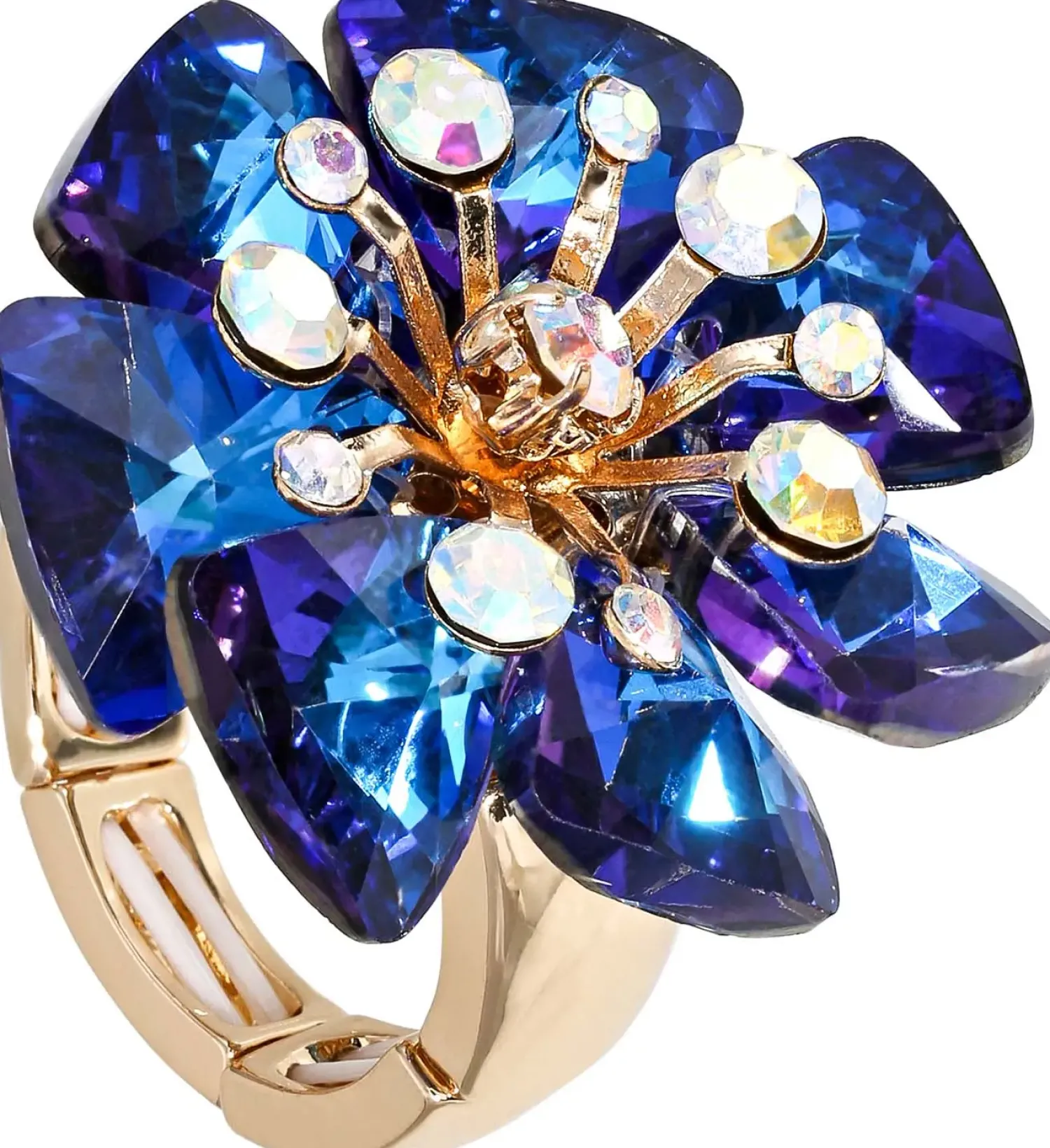 Bijou Brigitte Statement-Ringe|Blumenschmuck>Ring - Mystic Blossom blau