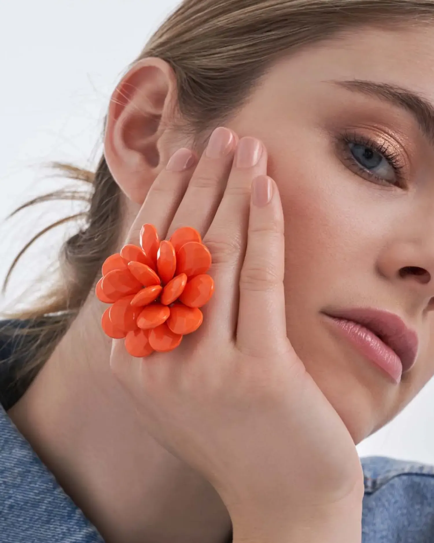 Bijou Brigitte Statement-Ringe|Blumenschmuck>Ring - Flower orange
