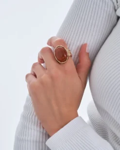 Bijou Brigitte Statement-Ringe|Ringe Gold>Ring - Orange Oval gold, orange