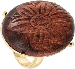 Bijou Brigitte Statement-Ringe|Blumenschmuck>Ring - Oval Wood braun