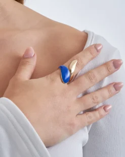 Bijou Brigitte Ringe Gold>Ring - Poppy Blue gold, blau