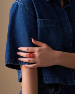 Bijou Brigitte Statement-Ringe|Maritimer Schmuck>Ring - Red Coral rot, orange