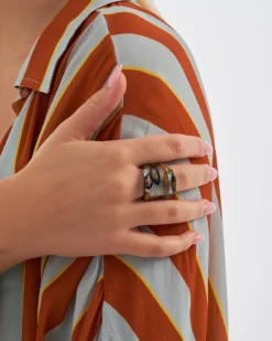 Bijou Brigitte Statement-Ringe|Bunter Schmuck>Ring - Red Pattern mehrfarbig