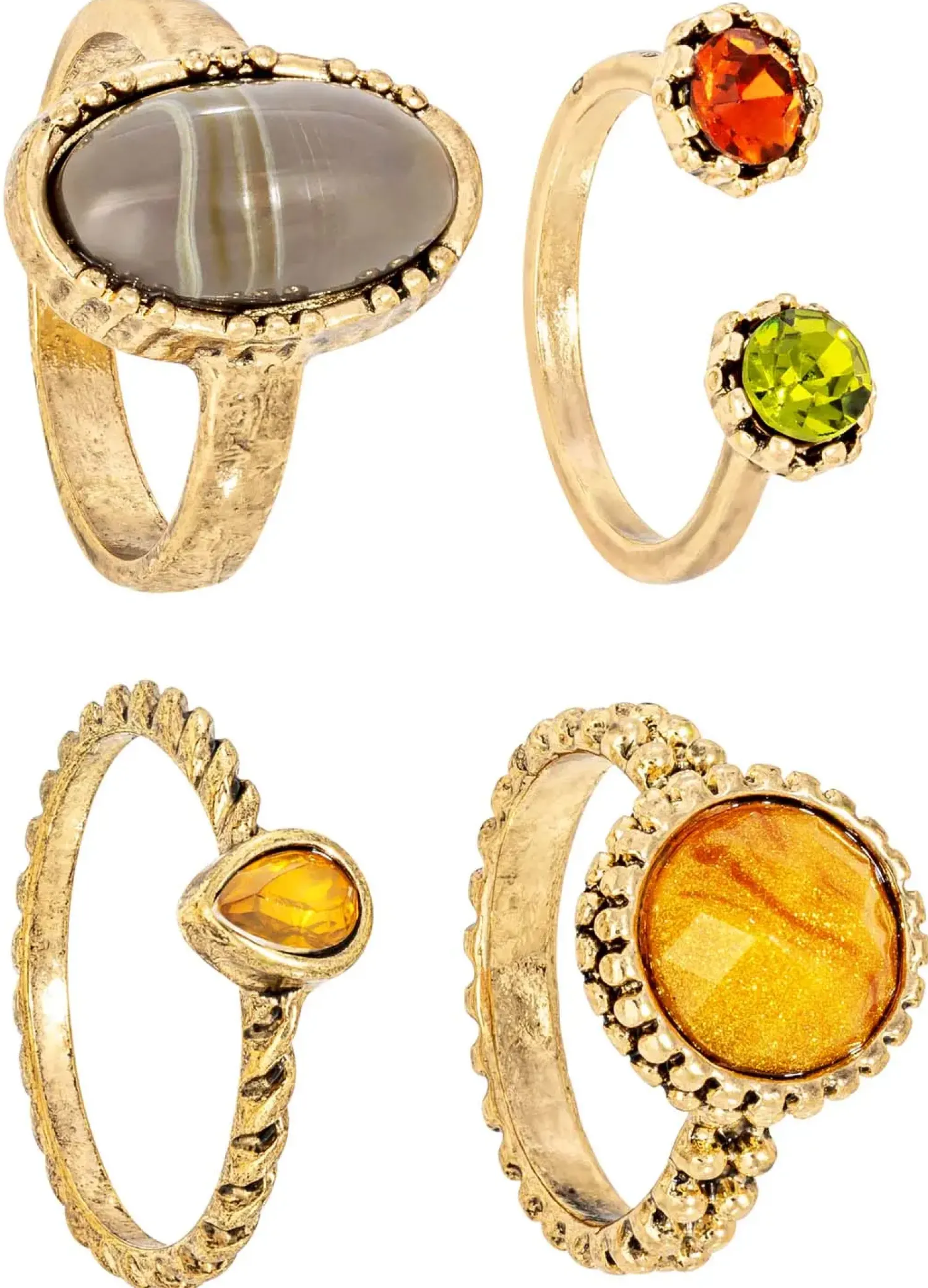 Bijou Brigitte Ringe Gold|Ring-Sets>Ring-Set - Golden Glow gold, mehrfarbig