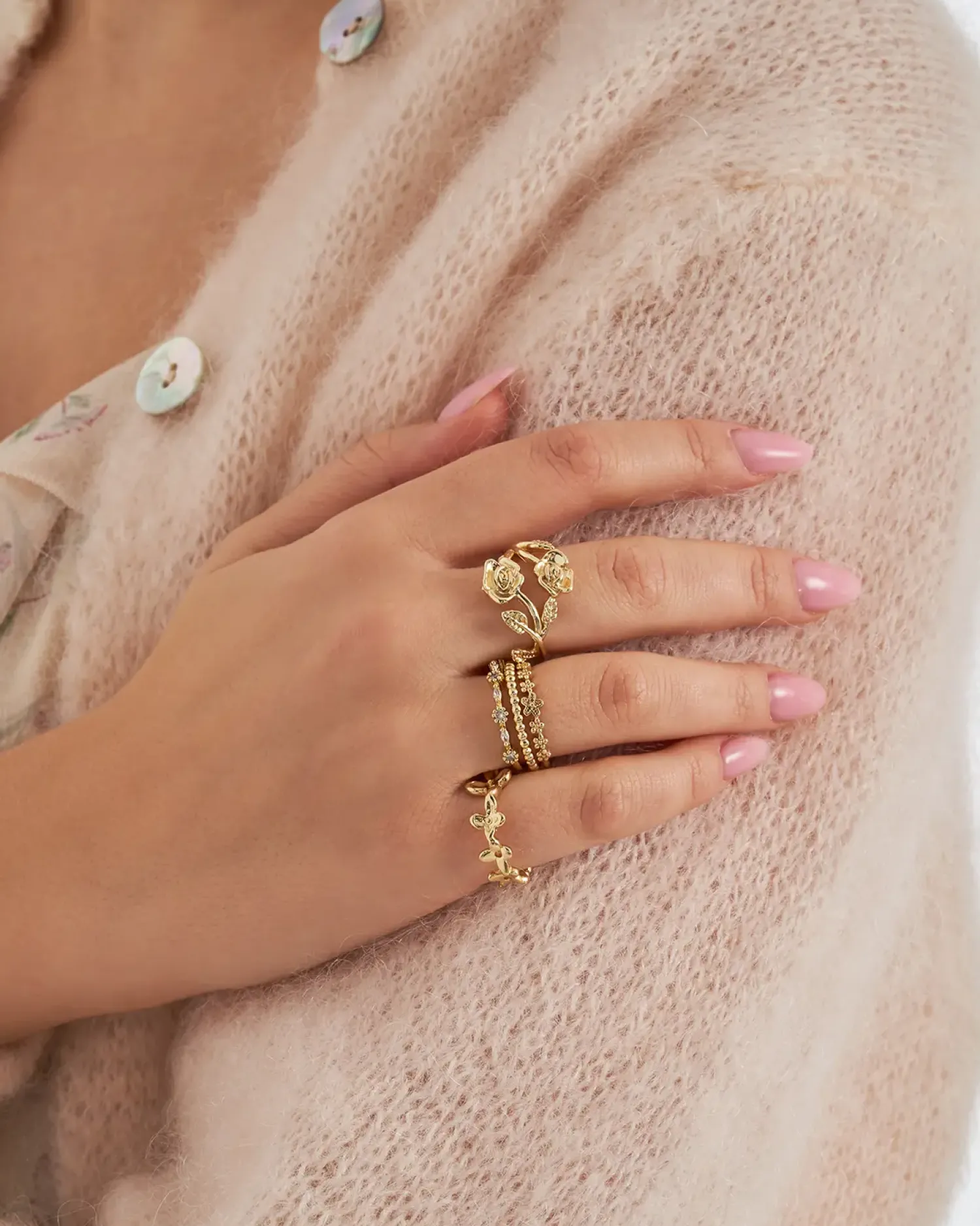 Bijou Brigitte Ring-Sets|Ringe Gold>Ring-Set - en Rose gold