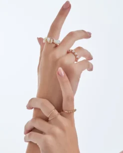 Bijou Brigitte Perlenschmuck|Muschelschmuck>Ring-Set - Golden Shell gold, weiß