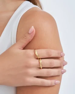Bijou Brigitte Basics|Ring-Sets>Ring-Set - en Wave gold