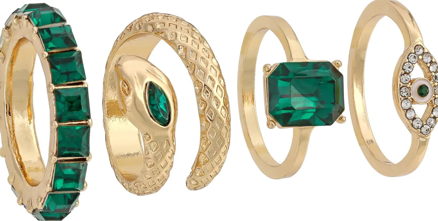 Bijou Brigitte Ring-Sets|Ringe Gold>Ring-Set - Green Mystique gold, grün