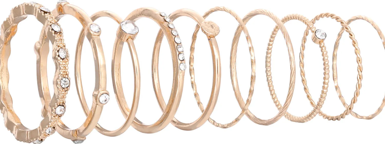 Bijou Brigitte Ring-Sets|Ringe Gold>Ring-Set - Happy Glitter gold