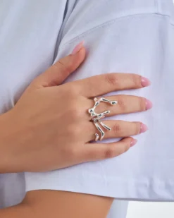 Bijou Brigitte Ring-Sets>Ring-Set - Liquid Shine silber