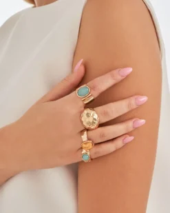 Bijou Brigitte Ring-Sets|Ringe Gold>Ring-Set - Mystic Boho türkis, gold