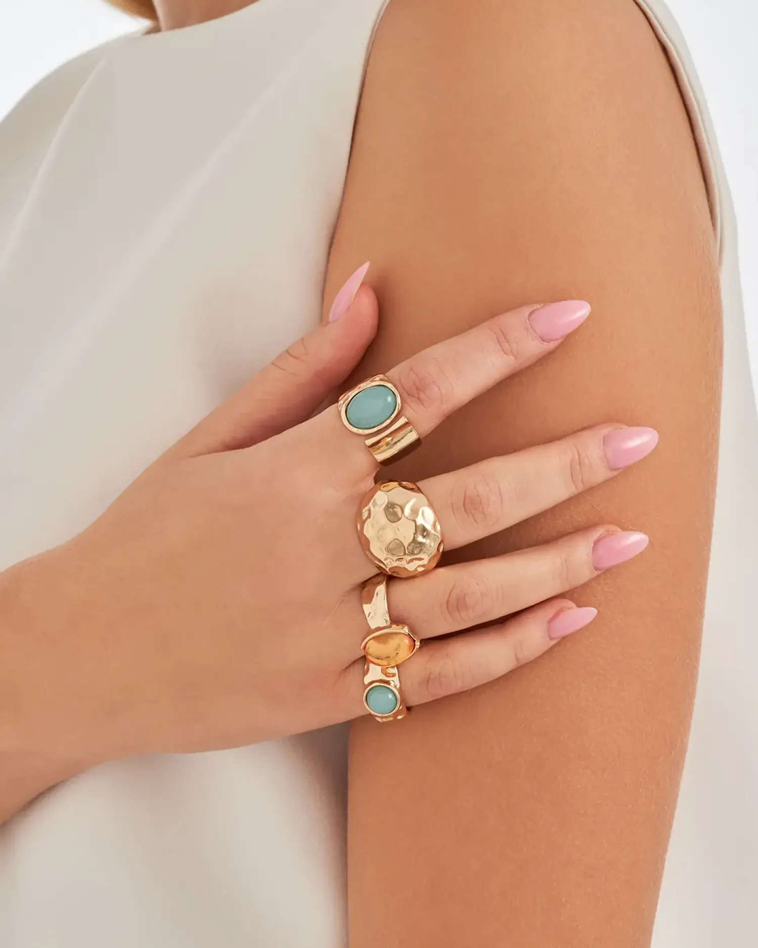 Bijou Brigitte Ring-Sets|Ringe Gold>Ring-Set - Mystic Boho türkis, gold