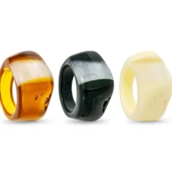 Bijou Brigitte Ring-Sets>Ring-Set - Resin Harmony braun, weiß, blau