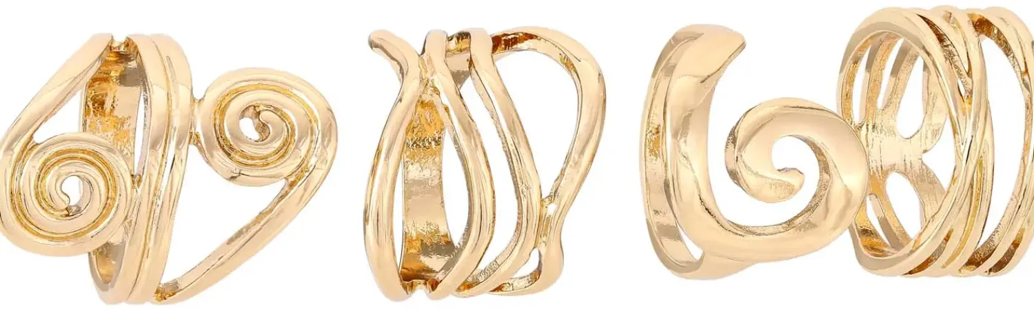 Bijou Brigitte Ring-Sets|Ringe Gold>Ring-Set - Retro Waves gold