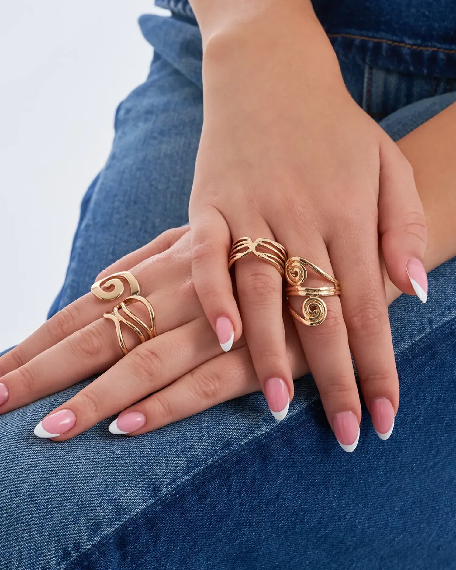 Bijou Brigitte Ring-Sets|Ringe Gold>Ring-Set - Retro Waves gold