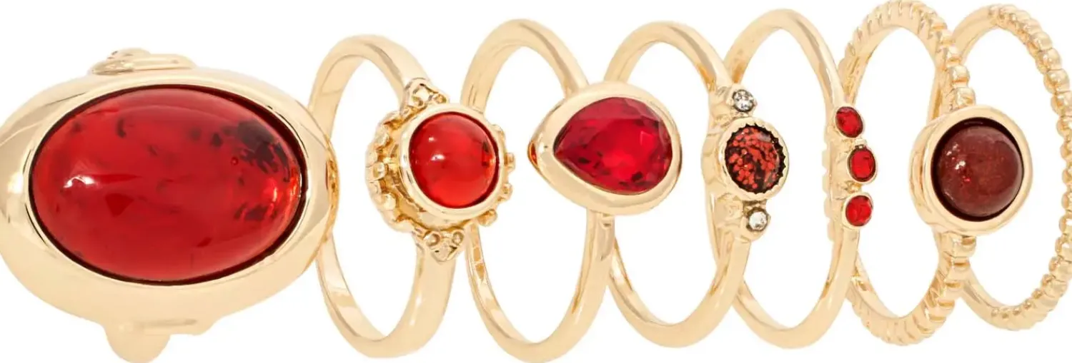 Bijou Brigitte Ringe Mit Steinen|Ring-Sets>Ring-Set - Romantic Red rot