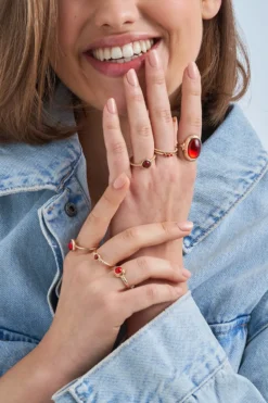 Bijou Brigitte Ringe Mit Steinen|Ring-Sets>Ring-Set - Romantic Red rot