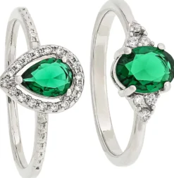 Bijou Brigitte Ring-Sets>Ring-Set - Royal Green grün, silber