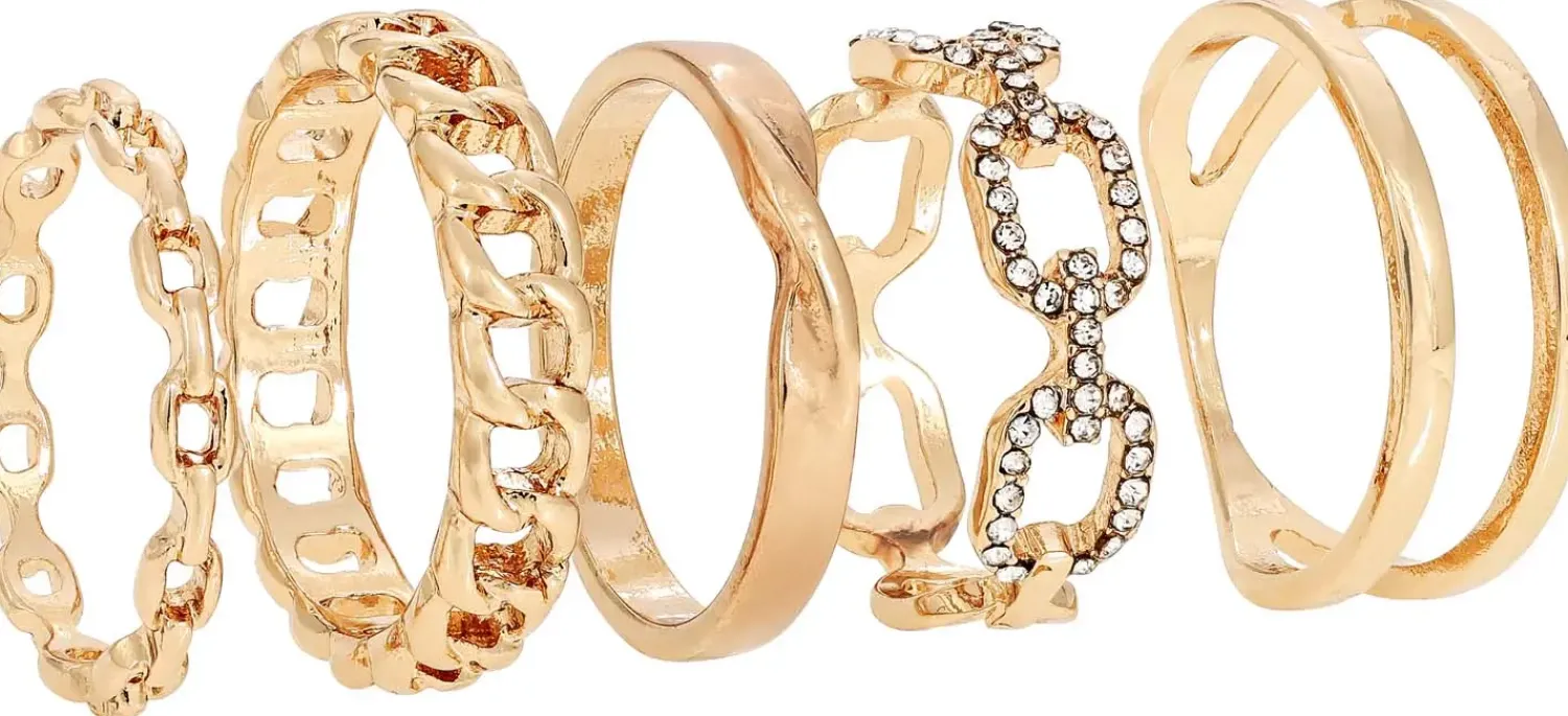 Bijou Brigitte Ring-Sets|Ringe Gold>Ring-Set - Shiny Chain gold