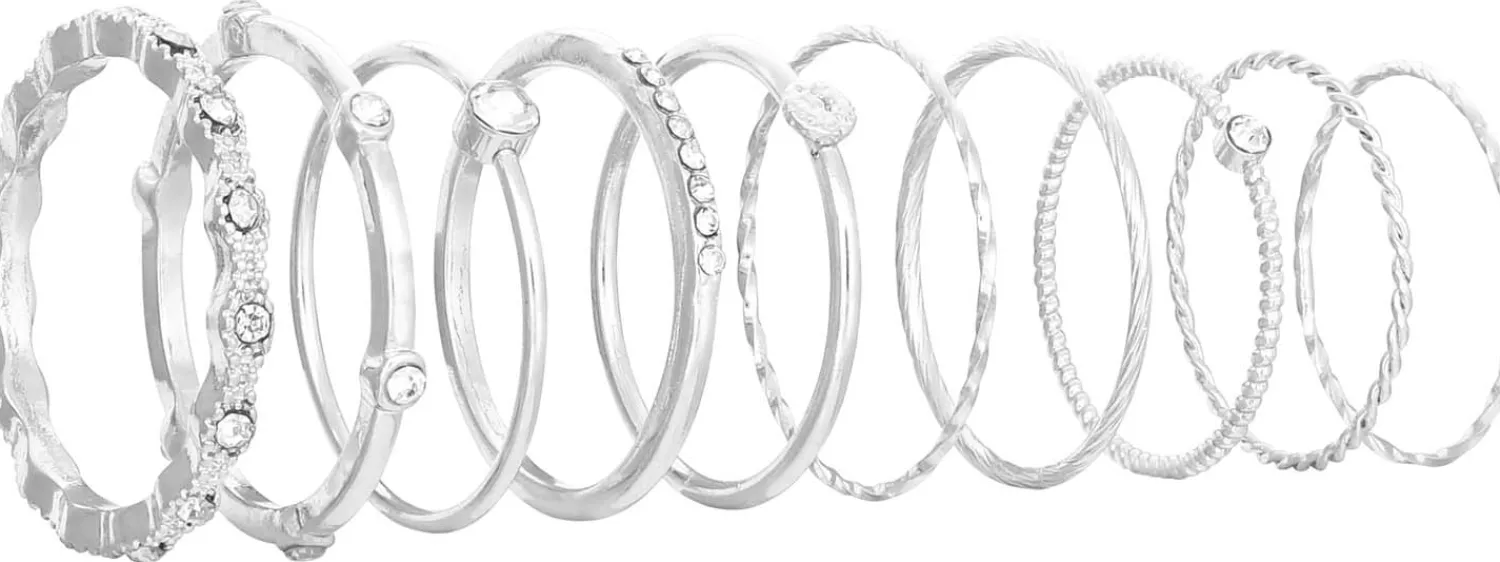 Bijou Brigitte Ring-Sets>Ring-Set - Shiny Glitter silber