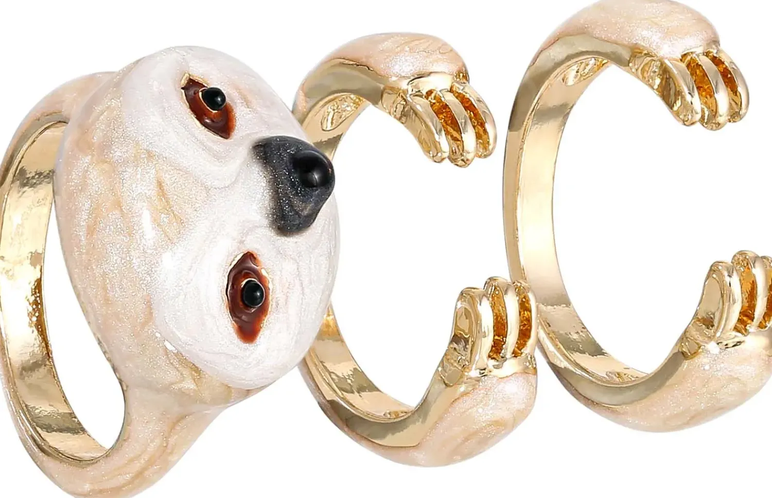 Bijou Brigitte Ring-Sets|Statement-Ringe>Ring-Set - Sleepy Climber beige