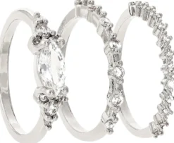 Bijou Brigitte Ring-Sets>Ring-Set - Sparkling Navette silber