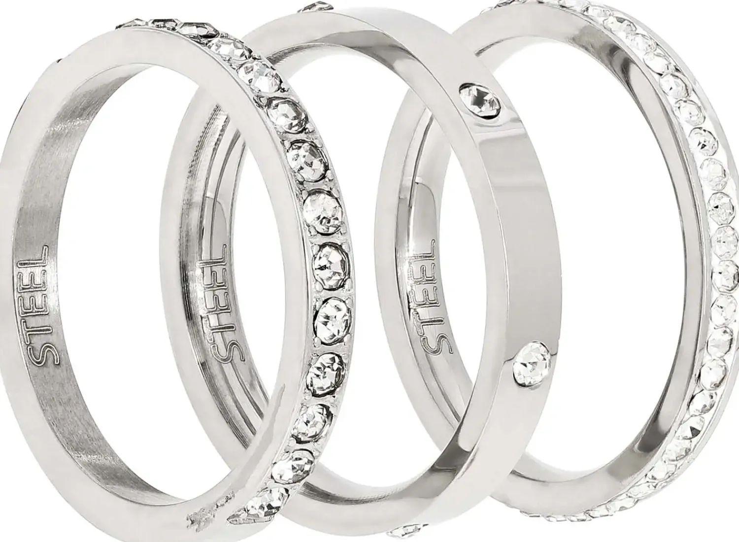 Bijou Brigitte Edelstahlringe|Edelstahlringe>Ring-Set - Steel Trio silber