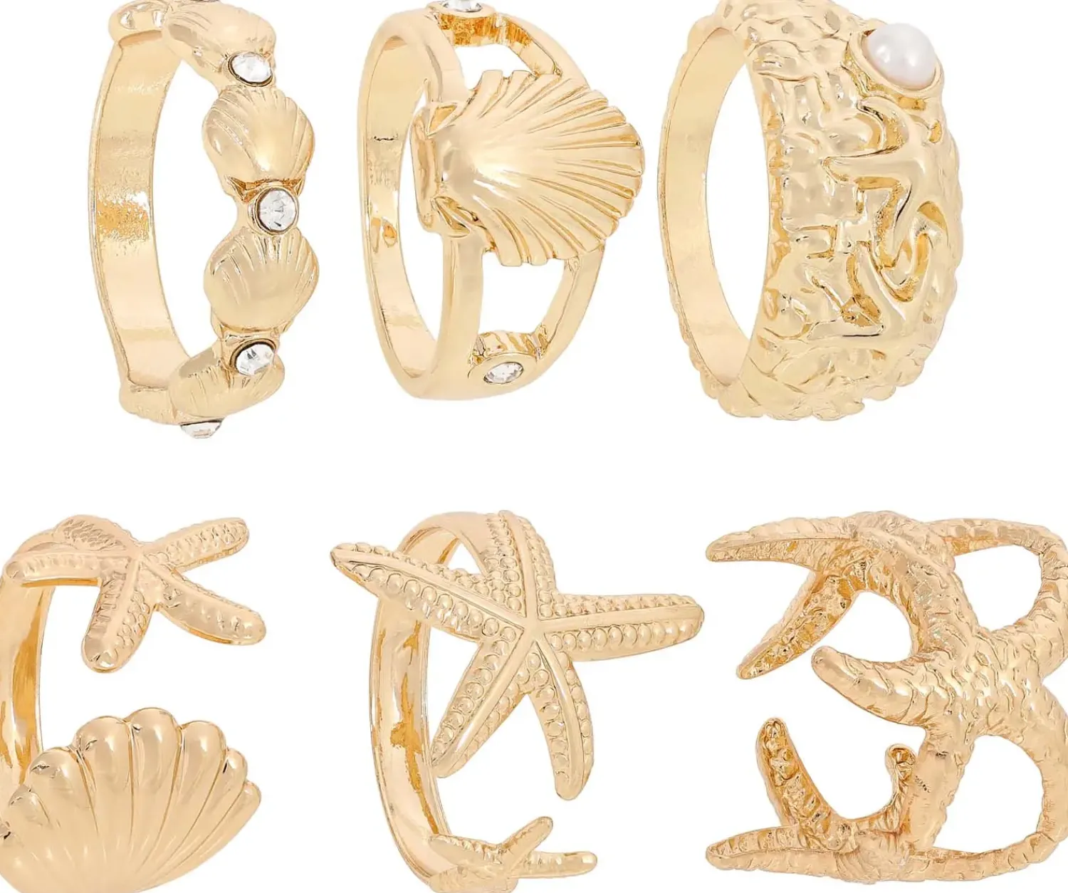 Bijou Brigitte Muschelschmuck|Statement-Ringe>Ring-Set - Vitamin Sea gold