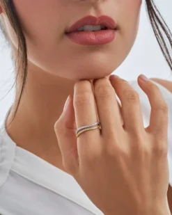 Bijou Brigitte Silver Crystals|Ringe Gold>Ring-Set - Wave Duo gold, silber