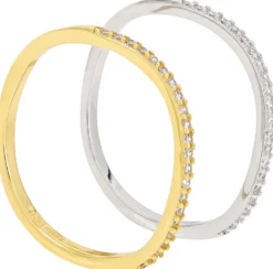 Bijou Brigitte Silver Crystals|Ringe Gold>Ring-Set - Wave Duo gold, silber