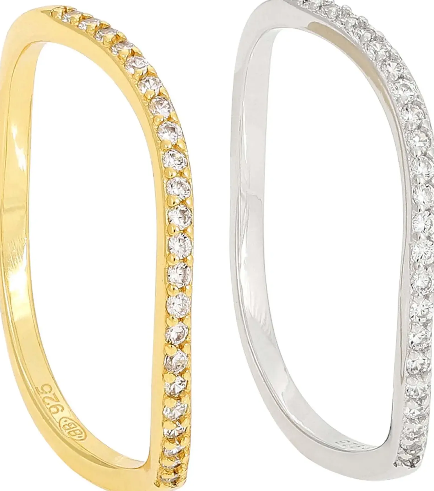 Bijou Brigitte Silver Crystals|Ringe Gold>Ring-Set - Wave Duo gold, silber
