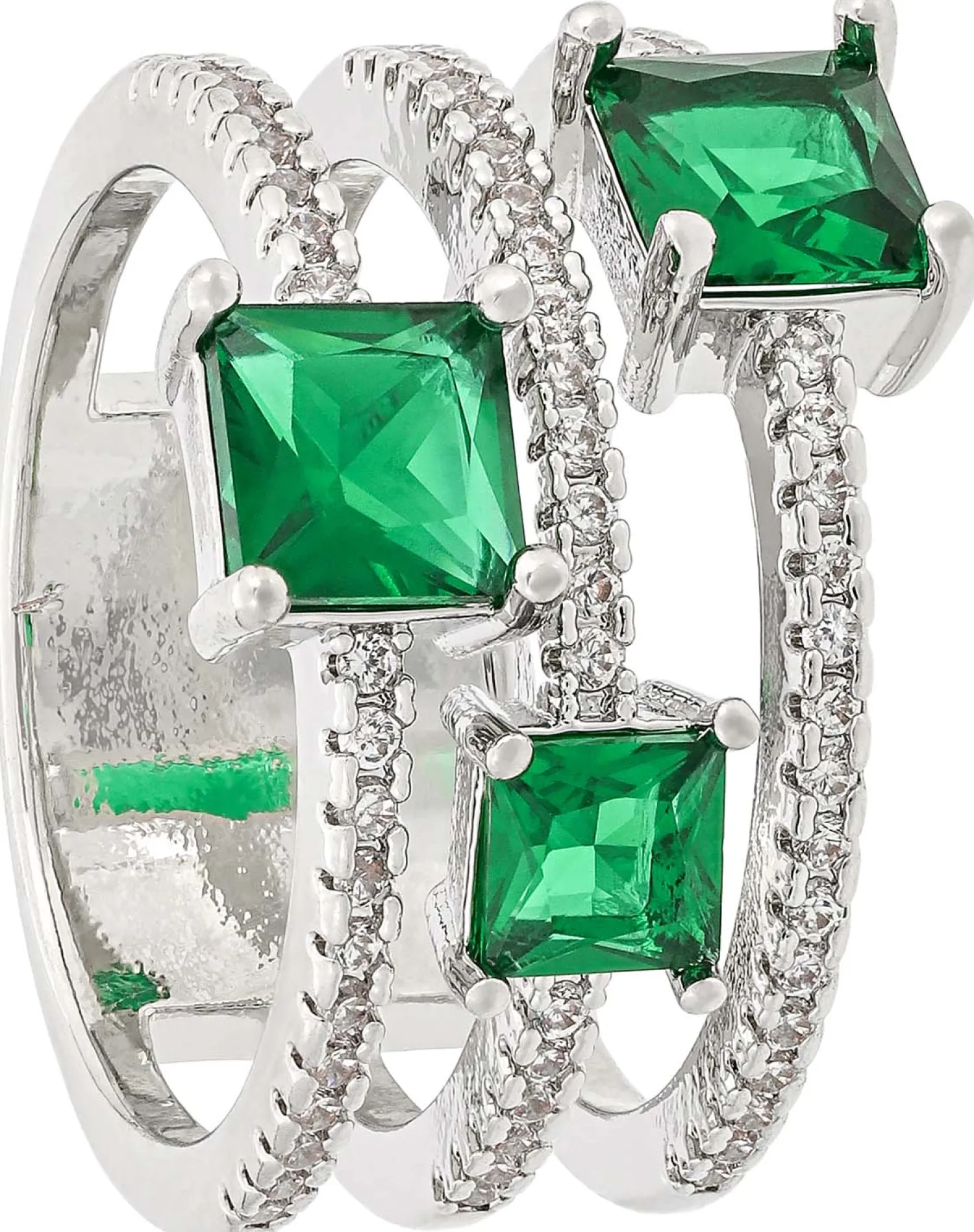 Bijou Brigitte Ringe Mit Steinen|Statement-Ringe>Ring - Silver Rows grün, silber