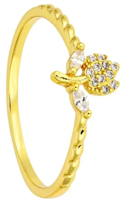 Bijou Brigitte Silver Crystals|Blumenschmuck>Ring - Sparkly Tulip gold