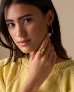 Bijou Brigitte Edelstahlringe|Edelstahlschmuck In Gold>Ring - Steel Turquoise gold
