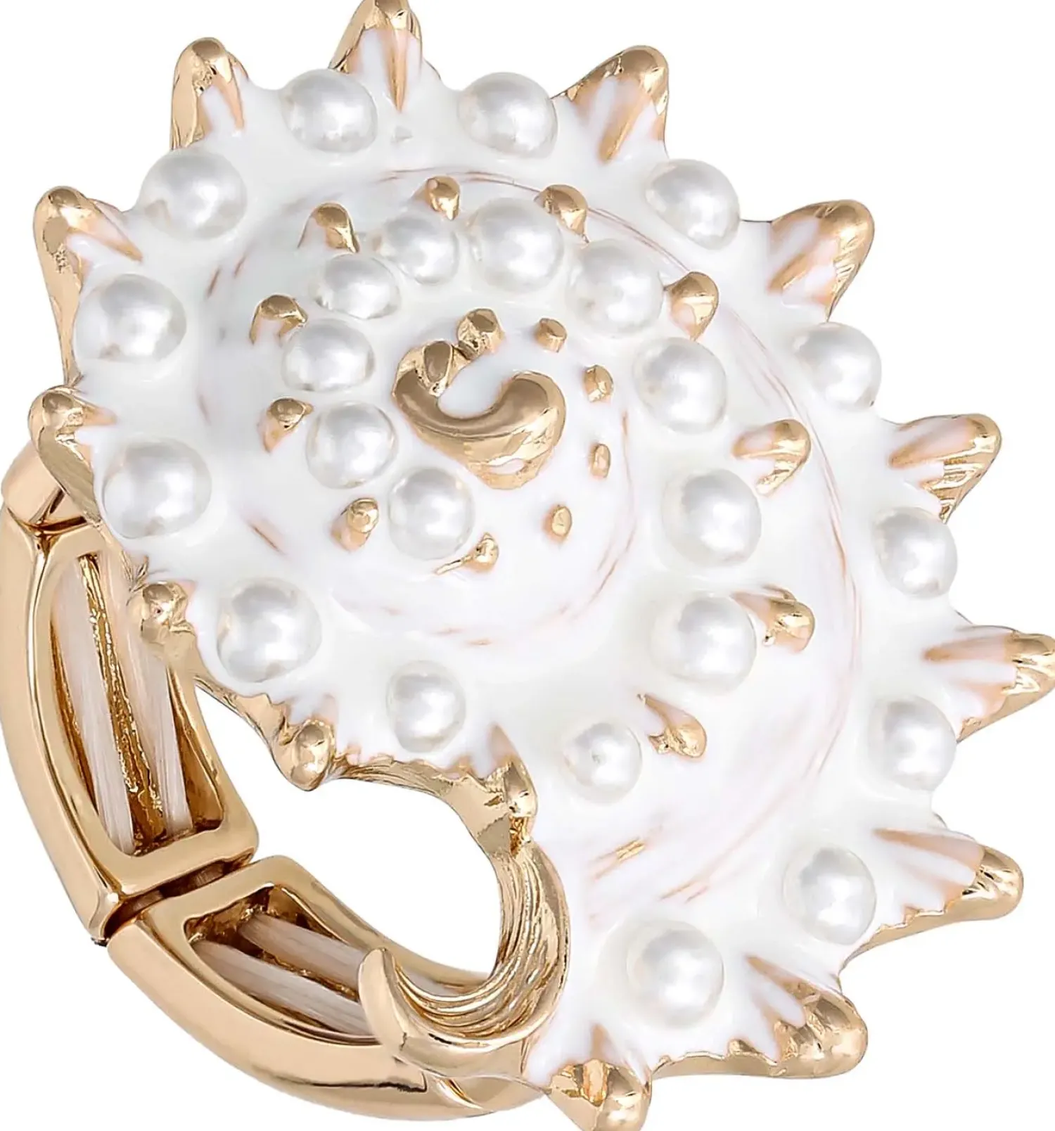 Bijou Brigitte Perlenschmuck|Muschelschmuck>Ring - Summer Shell gold, weiß