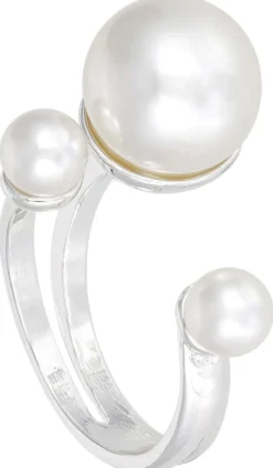 Bijou Brigitte Perlenschmuck|Statement-Ringe>Ring - Three Pearls weiß, silber