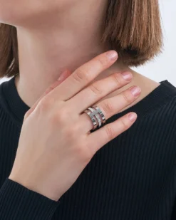 Bijou Brigitte Edelstahlringe|Ringe Mit Steinen>Ring - Three Rows silber