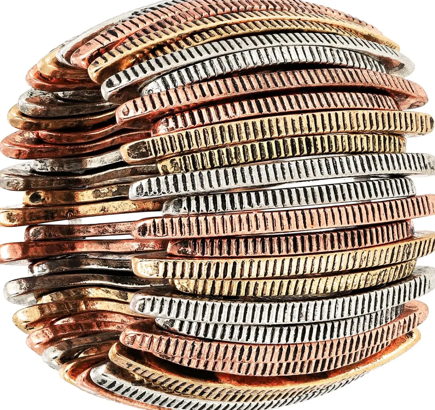 Bijou Brigitte Statement-Ringe|Ringe Gold>Ring - Tricolour Stripes gold, roségold, silber