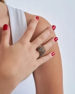Bijou Brigitte Statement-Ringe|Ringe Gold>Ring - Tricolour Stripes gold, roségold, silber
