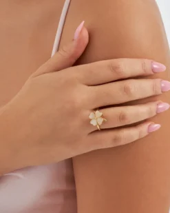 Bijou Brigitte Ringe Gold|Blumenschmuck>Ring - White Clover gold